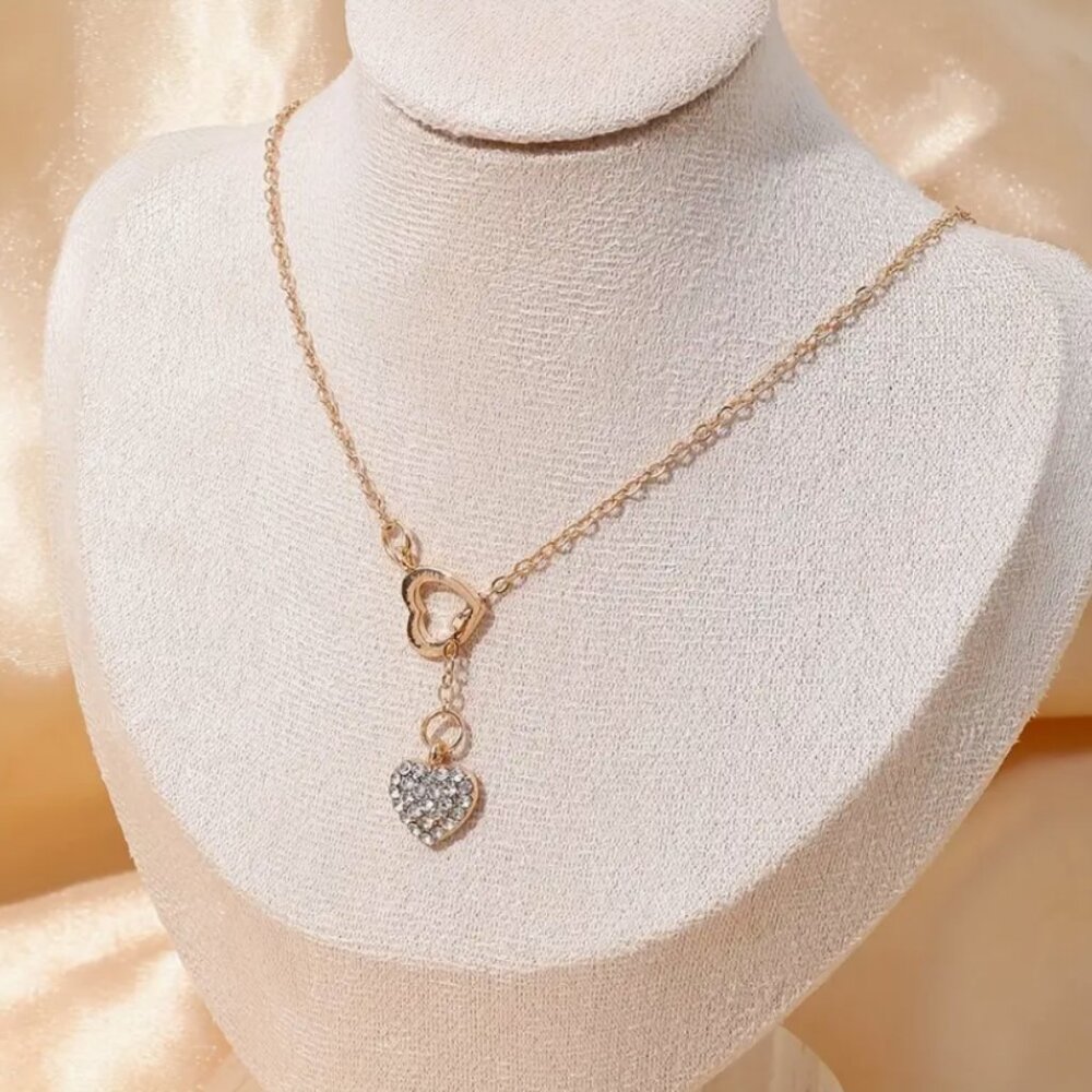 5/$30 Rhinestone Heart Shaped Pendant Necklace